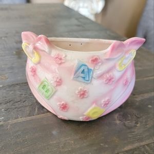 Vintage Relpo Pink Baby Diaper Nursery Planter Vase Flower Pot